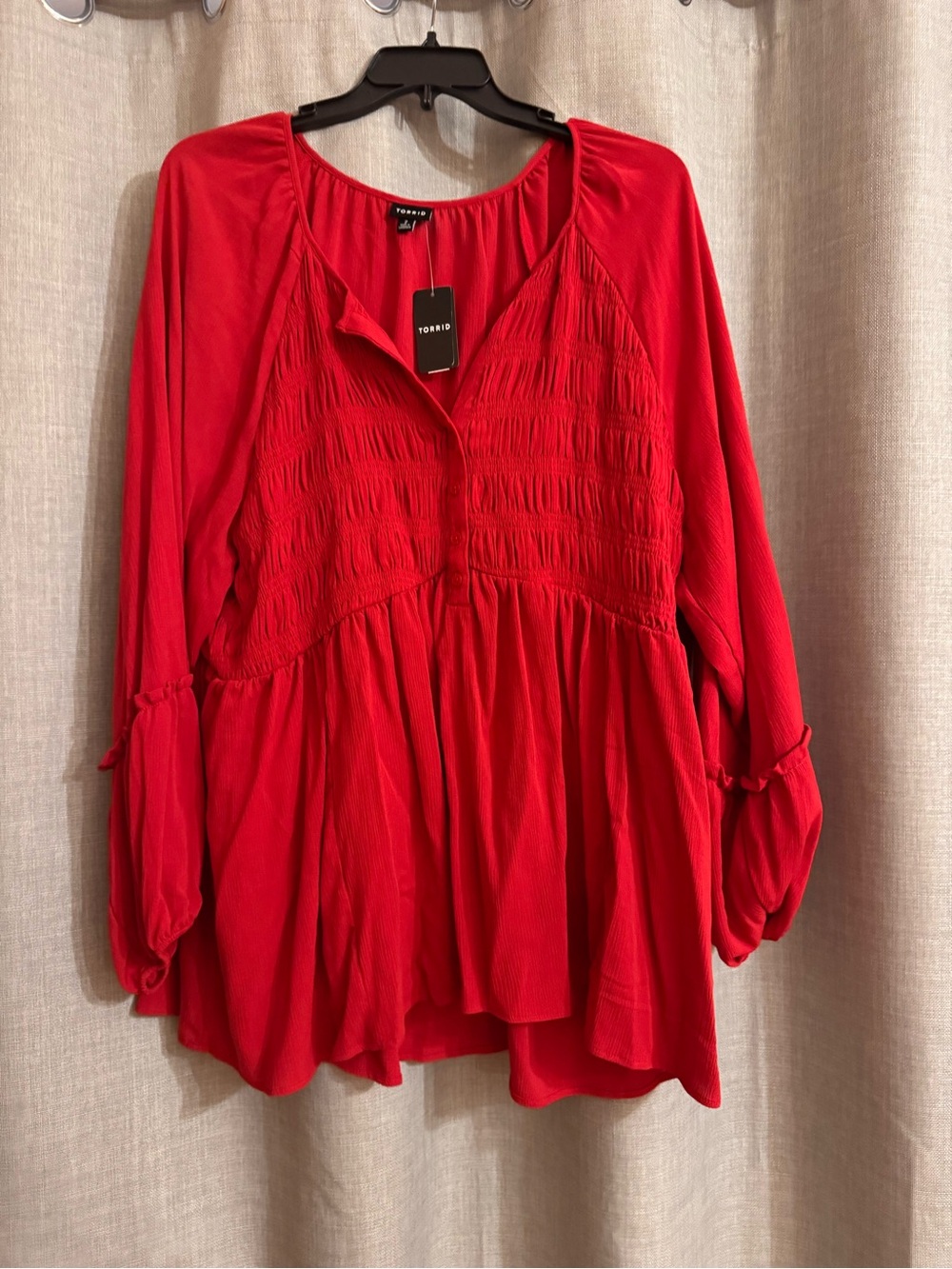 torrid red smocked babydoll blouse